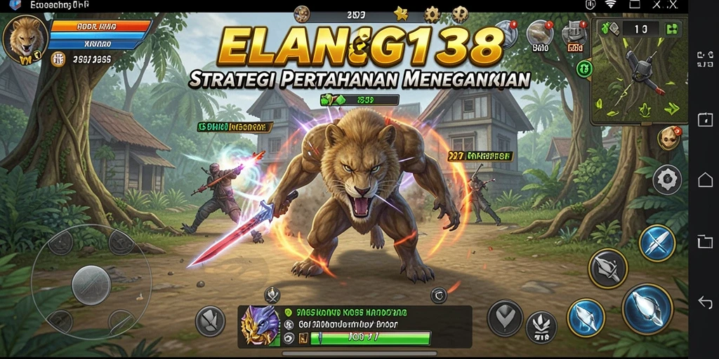 Screenshot menunjukkan gameplay seru di ELANG138 dengan menara dan musuh yang menantang.