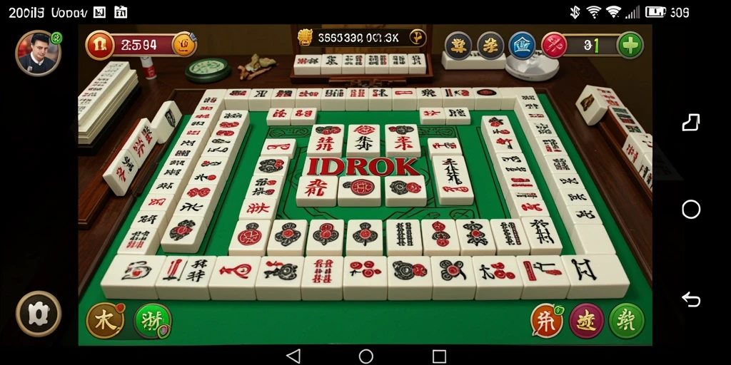 Tangkap layar gameplay IDROK menampilkan tantangan Mahjong yang menarik.