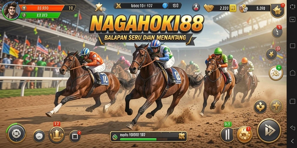 Screenshot gameplay NAGAHOKI88 yang menunjukkan balapan seru dan grafis menawan.