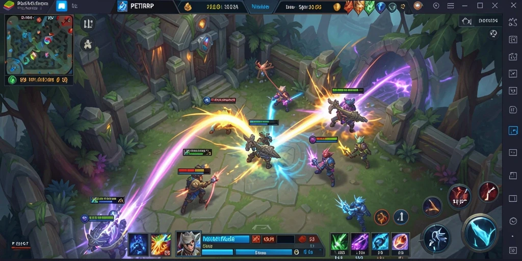 Screenshot gameplay dari PETIRRP menampilkan pertarungan karakter yang epik.
