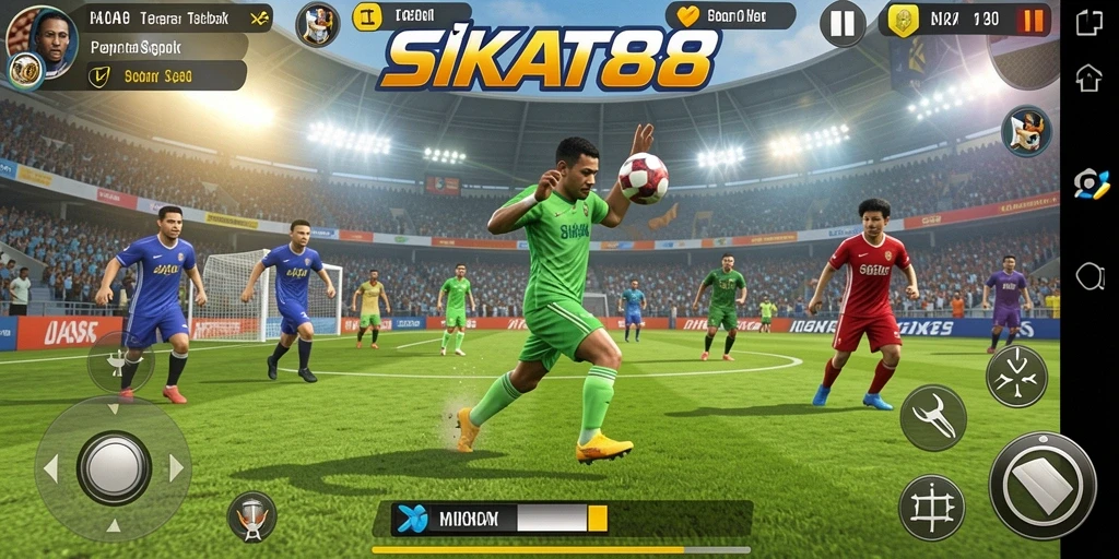 Tampilan dinamis gameplay SIKAT88 dengan aksi olahraga yang seru.